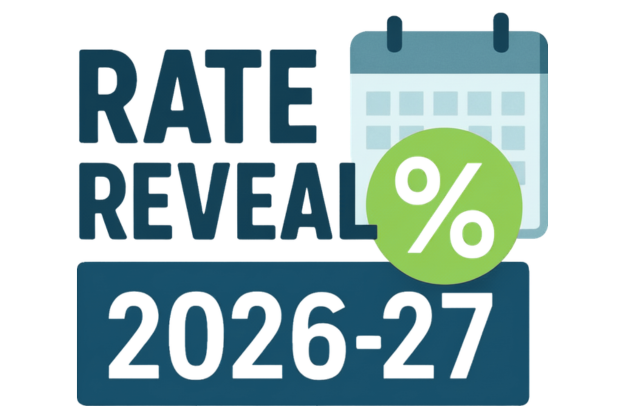 2026-27 federal student loan rates announced with comparison to private rates Text reads Rate Reveal 2026-27 overlaid with a calendar and percent size